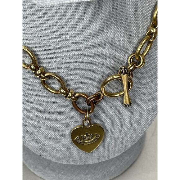 Vintage Juicy Couture Necklace Chunky Chain Link Toggle Y2K Gold Tone - Picture 2 of 5